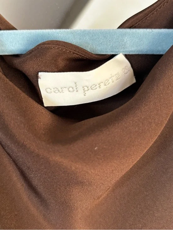 100% Silk Chocolate Brown evening dress - Picture 2 of 5